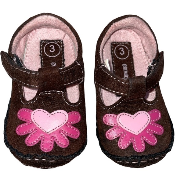 Authentic Infant Girl Footwear, Brown, Sz 3 with Soft Soles - Picture 2 of 12